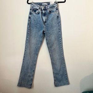 Zara High Rise Slim Flare Full Length Jeans